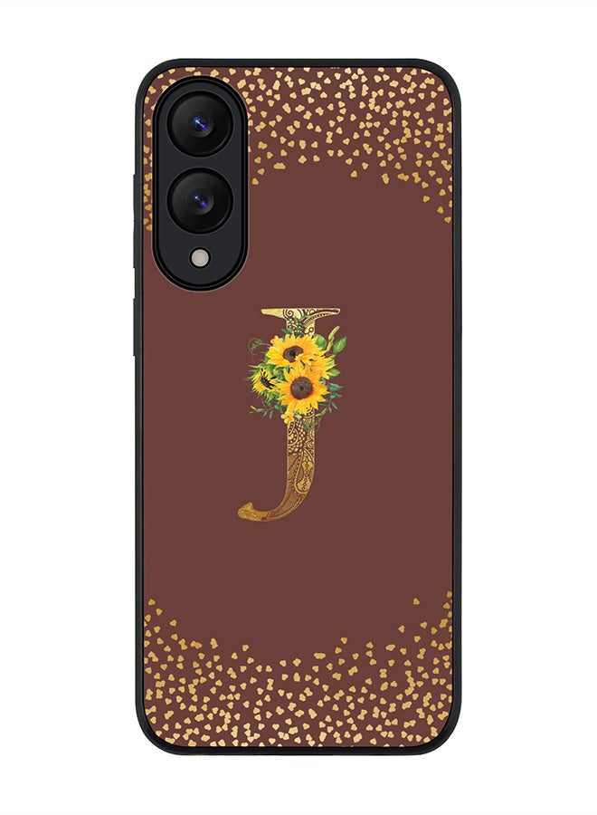 Stylizedd For Samsung Galaxy S25 Edge Case,Slim fit Camera Protection, Shockproof Thin Phone cover  - Custom Floral Monogram - J  (Brown )