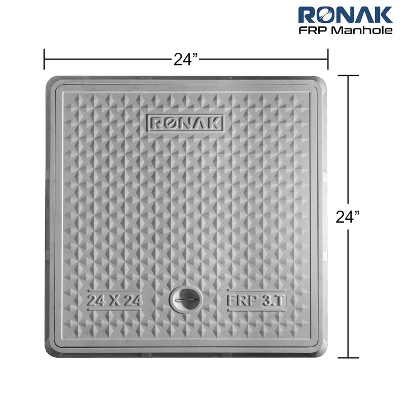 RONAK Fiber Reinforced Polymer FRP 3 TONS Capacity Manhole Cover Chamber Cover Sump Cover 24 x 24 Inch Marble White - Image 4