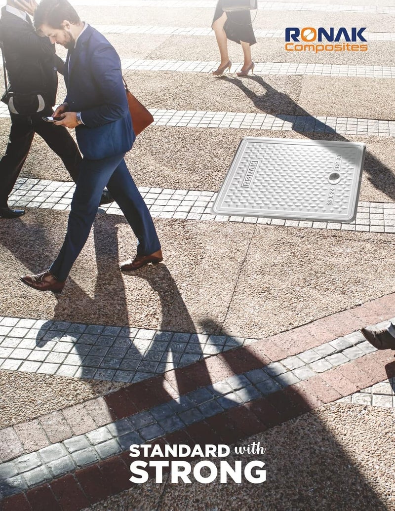 RONAK Fiber Reinforced Polymer FRP 3 TONS Capacity Manhole Cover Chamber Cover Sump Cover 24 x 24 Inch Marble White - Image 5