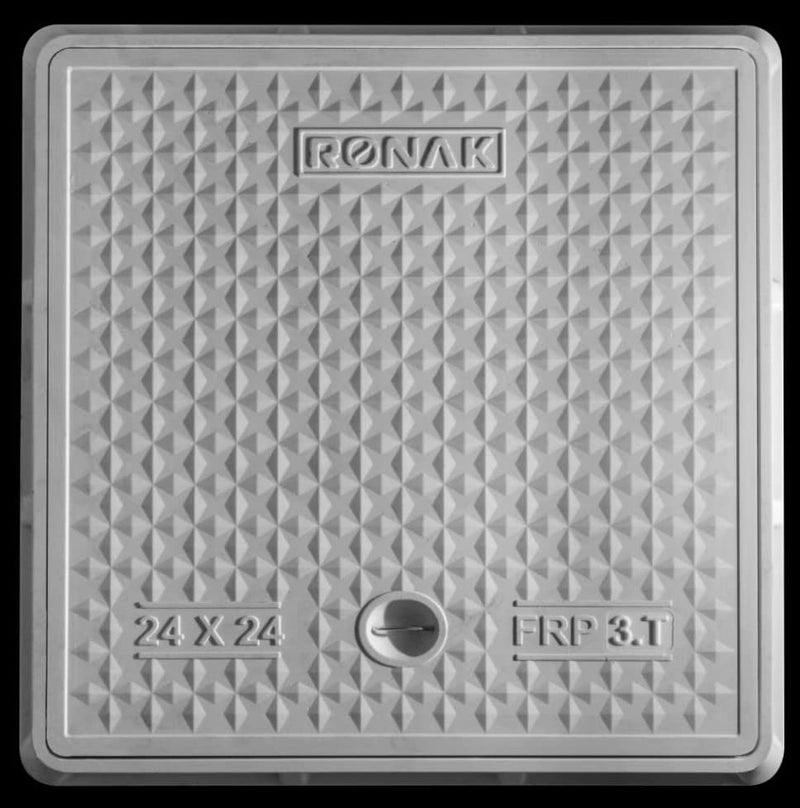 RONAK Fiber Reinforced Polymer FRP 3 TONS Capacity Manhole Cover Chamber Cover Sump Cover 24 x 24 Inch Marble White - Image 1