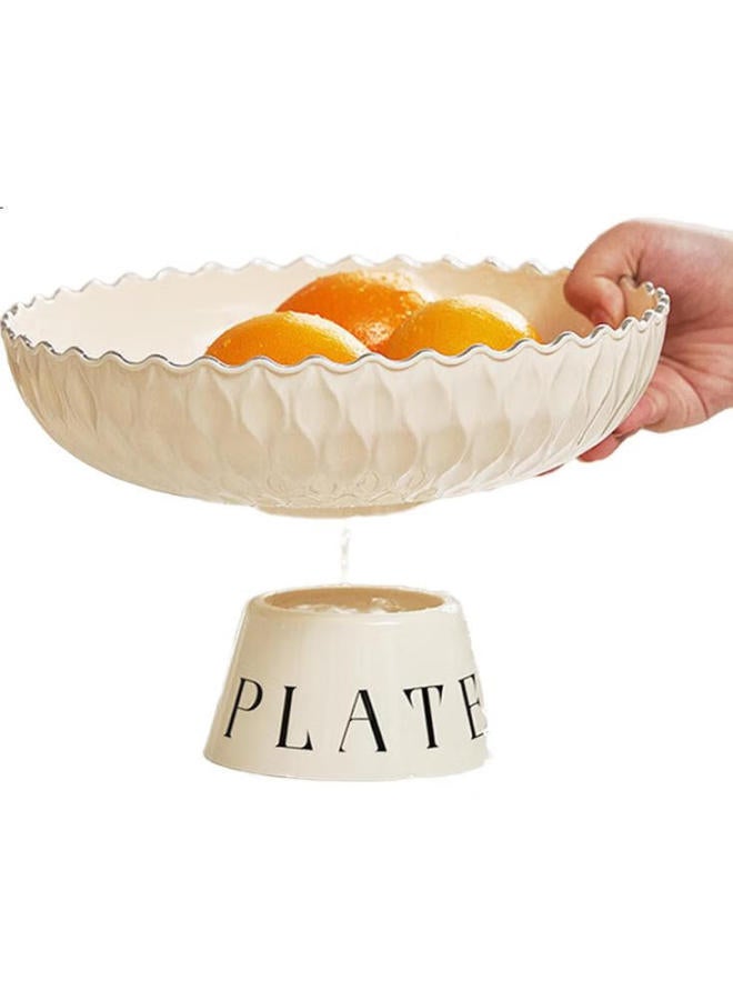 Yijuke Fruit Bowl, Draining Basket, Living Room Coffee Table, Dried Fruit Plate, Candy Display Tray, Luxurious And High-End - Image 2