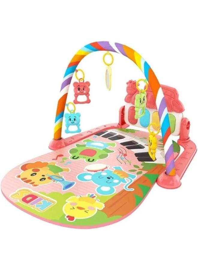 TOYS-EGYPT Baby Play Mat, Fun Piano Play Mat for Tummy Time, Baby Activity Mat with 5 Educational Sensory Toys for Infants, Music and Lights, 0-9-12 Months Code (B-01) (Orange)