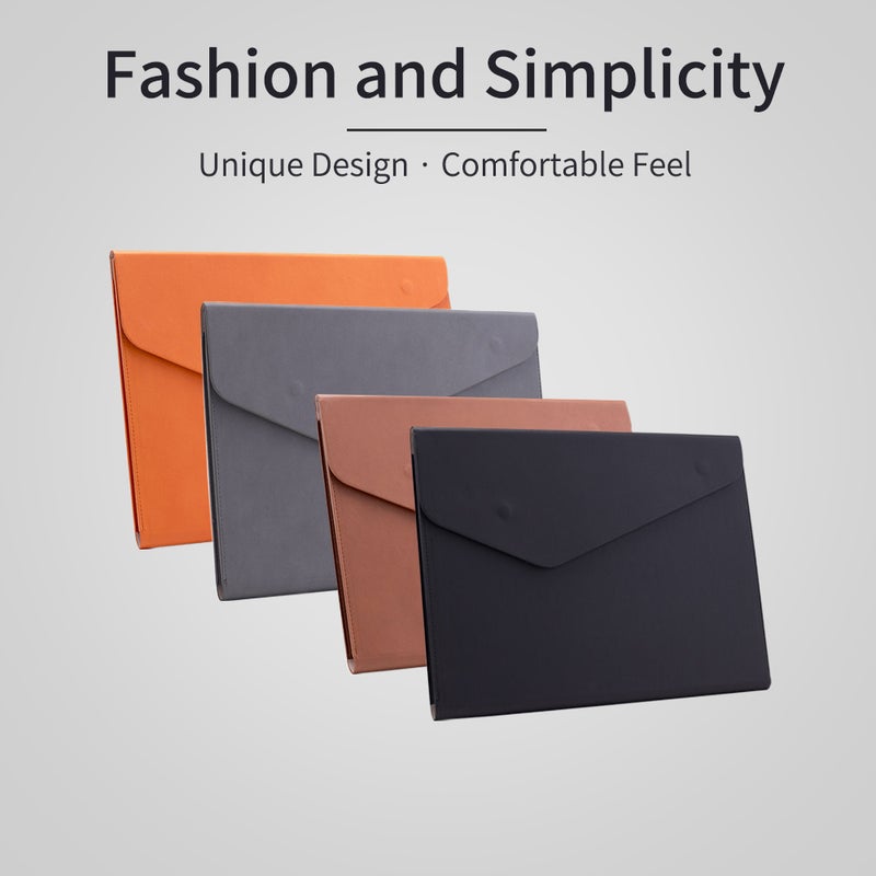 A4 File Bag PU Leather Document Pouch Paper Portfolio Contract Invoice Bill Storage Organizer with Magnetic Buckle for Office School Supplies - Image 4