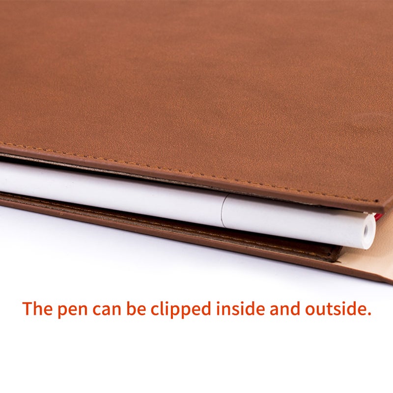 A4 File Bag PU Leather Document Pouch Paper Portfolio Contract Invoice Bill Storage Organizer with Magnetic Buckle for Office School Supplies - Image 2
