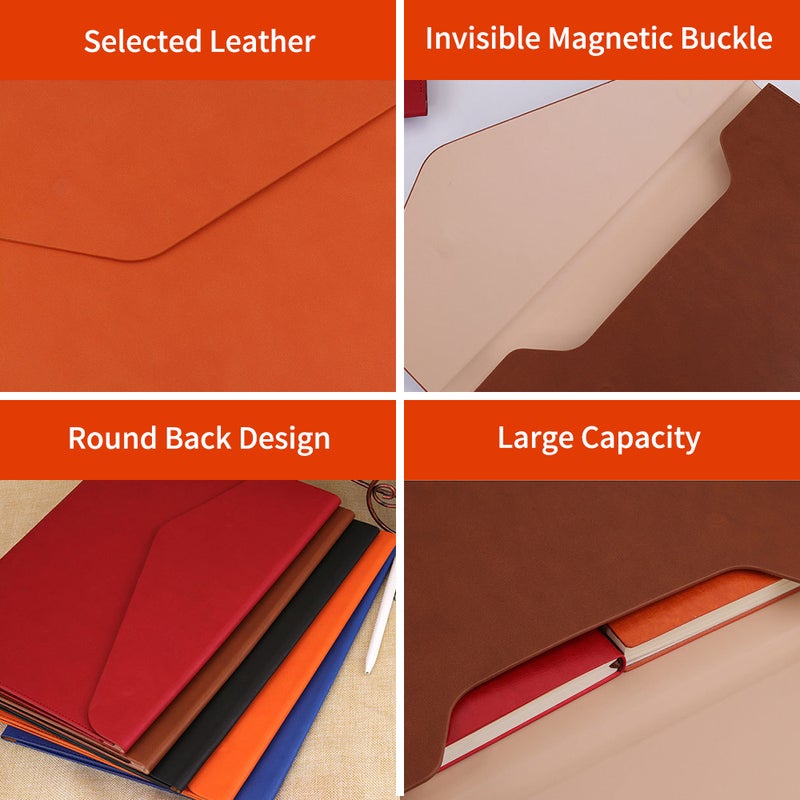 A4 File Bag PU Leather Document Pouch Paper Portfolio Contract Invoice Bill Storage Organizer with Magnetic Buckle for Office School Supplies - Image 3