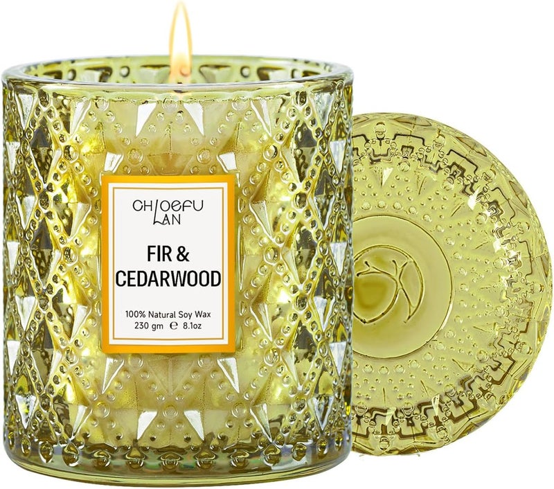Chloefu LAN Fir & Cedarwood Scented Holiday Candle Christmas Gift, Festival Gifts, Cozy Winter Forest, Luxury Soy Jar Candles, 55 Hour Long Lasting, Highly Scented, Home Decor, Clean Burning, 8.1oz - Image 1