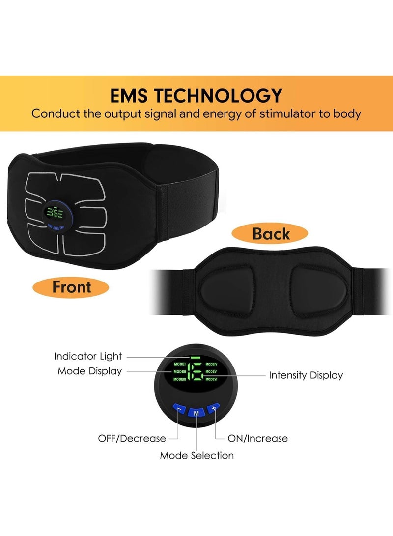 ياميم يميم إي إم إس محفز عضلات البطن، حزام تنغيم العضلات، معدات الصالة الرياضية المنزلية، معدات اللياقة البدنية، ستة عبوات لمعدات تمارين اللياقة البدنية في المنزل والمكتب - Image 2