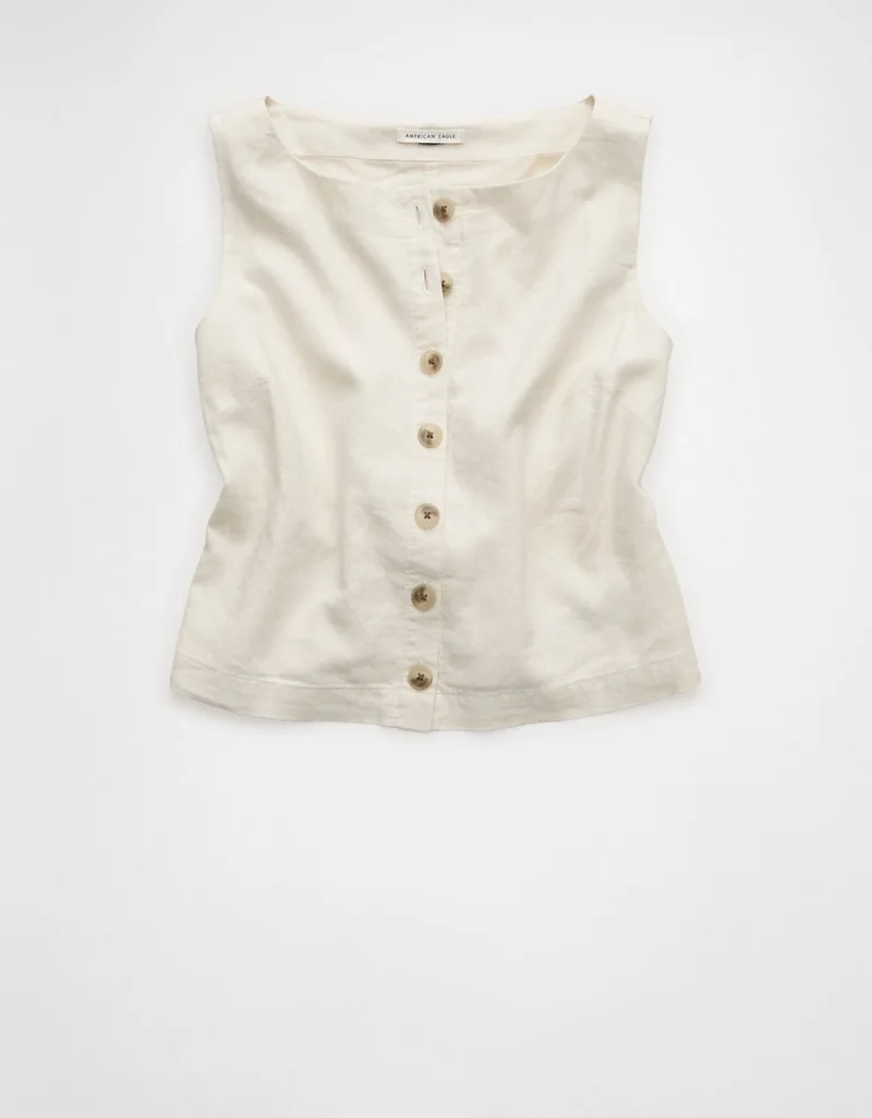 American Eagle  AE Linen-Blend Sleeveless Shirt for Women | Best Price UAE