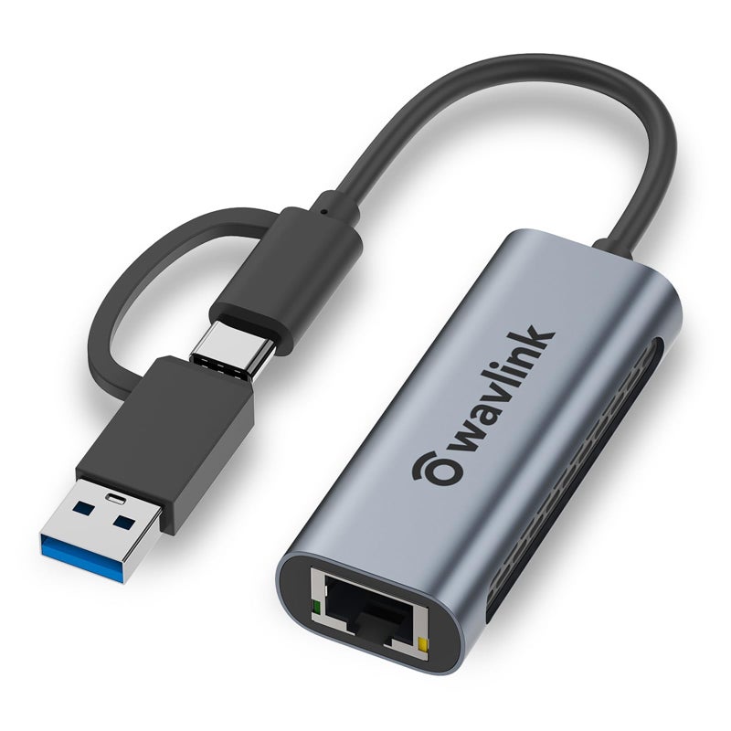 Wavlink USB C to Ethernet Adapter 2.5 Gbps, 2-in-1 USB to 2.5G Ethernet Adapter, USB-C to RJ45 Network Converter (Thunderbolt 4/3 Compatible), Aluminum Case for Windows, Mac OS, iPad OS and More. - Image 1