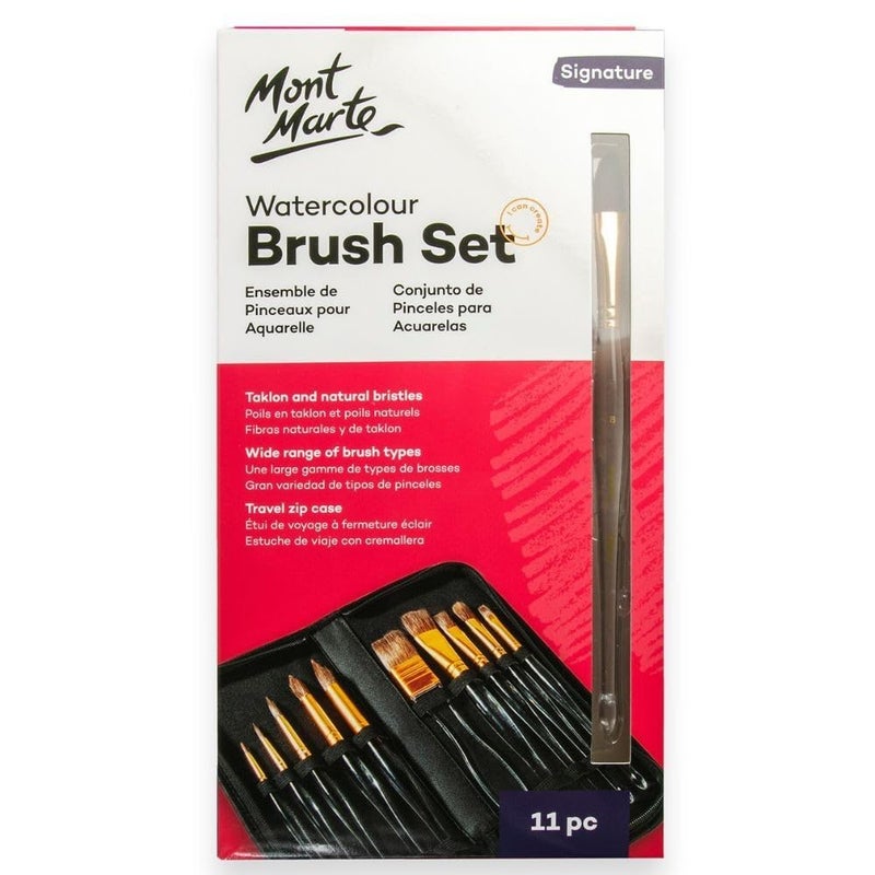 Mont Marte MONT MARTE Premium Watercolor Brush Set of 11 Travel case - Image 1