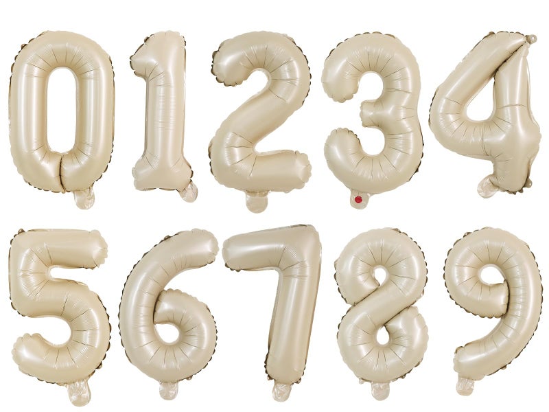 TONIFUL Balloons 16 Inch Caramel 0-9 Number Mylar Foil Balloons 10 Pcs Custom digitalal Balloons for 2026 New Year Eve Birthday Party Engagement Graduations Anniversary Baby Shower - Image 1