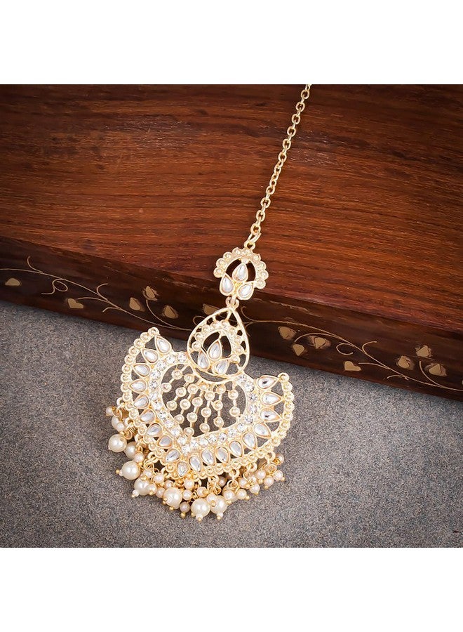 Sukkhi Pretty Gold Plated Kundan & Pearl Traditional Maangtikka For Women (MT101095) - Image 2