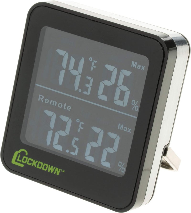 LOCKDOWN Digital Hygrometer with Convenient Design Backlit Screen and MinMax Reading for Temp and Humidity Monitoring in Safes Rooms Cases and Cabinets - Image 1