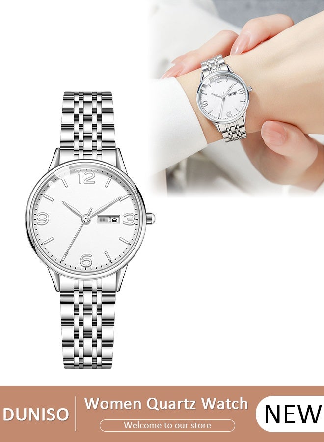 DUNISO Luxury Women's Bracelet Watch Stylish Small Dial Diamond Dial Women's Watch Simple Quartz Watch Waterproof Casual Fashion Round Wrist Watch for Women - Image 1