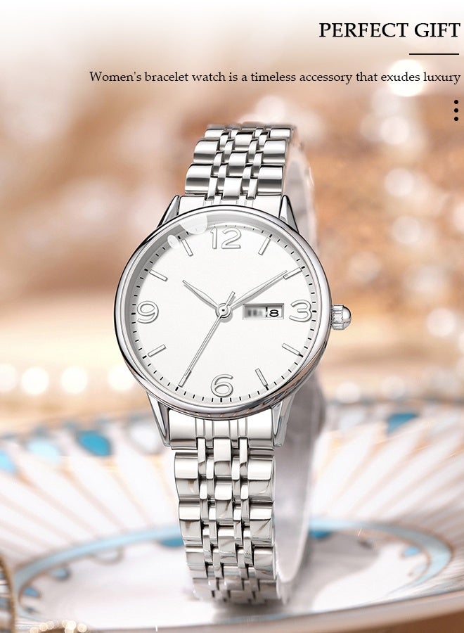 DUNISO Luxury Women's Bracelet Watch Stylish Small Dial Diamond Dial Women's Watch Simple Quartz Watch Waterproof Casual Fashion Round Wrist Watch for Women - Image 2