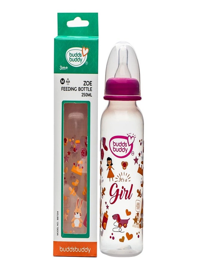 Buddsbuddy Zoe BPA Free Regular Neck Baby Feeding Bottle (Pink, 250 ml) - Image 3