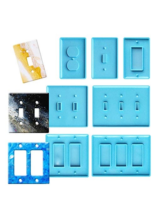 Terriyang Terriyang 7Pcs Light Switch Cover Resin MoldsSwitch Socket Panel Plaster Mold for Epoxy ResinSwitch Plate Silicone Mould Outlet Cover Molds for DIY Crafts Making Home Decor 