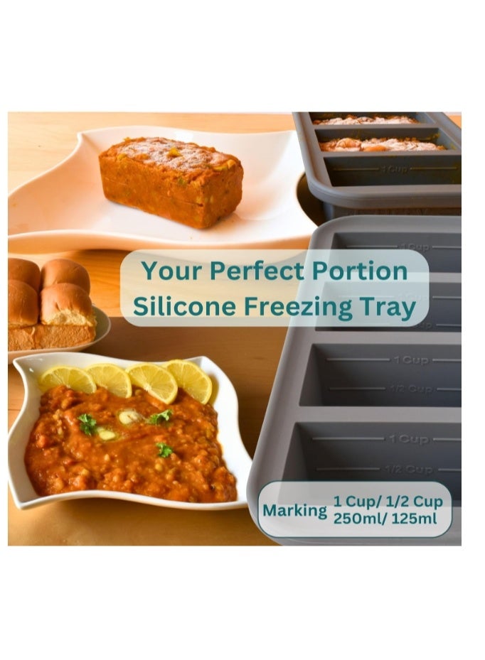 LATEEN 1 Cup Silicone Freezer Tray With Lid Easy Meal Prep Container and Kitchen Storage Solution Silicone Molds for Soup and Food Storage - Image 2
