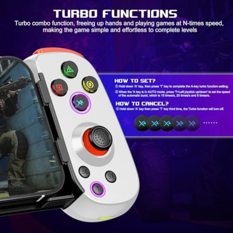 Wireless Controller for iPhone/iPad/iOS/Android/Tablet/PC/Switch, Phone Game Controller Joystick for Xbox Cloud Gaming/PS Remote Play/Steam Link - tooth Gamepad for iPhone 16/15/Samsung - Image 4