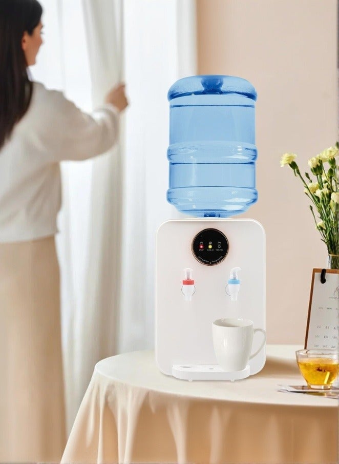 XiuWoo Water Cooler Top Loading Countertop Water Dispenser, Cold and Hot Water Dispenser,Efficient Cooling/Heating,Holds 5 Gallon Bottles,Removable and Easy to Clean,White - Image 1