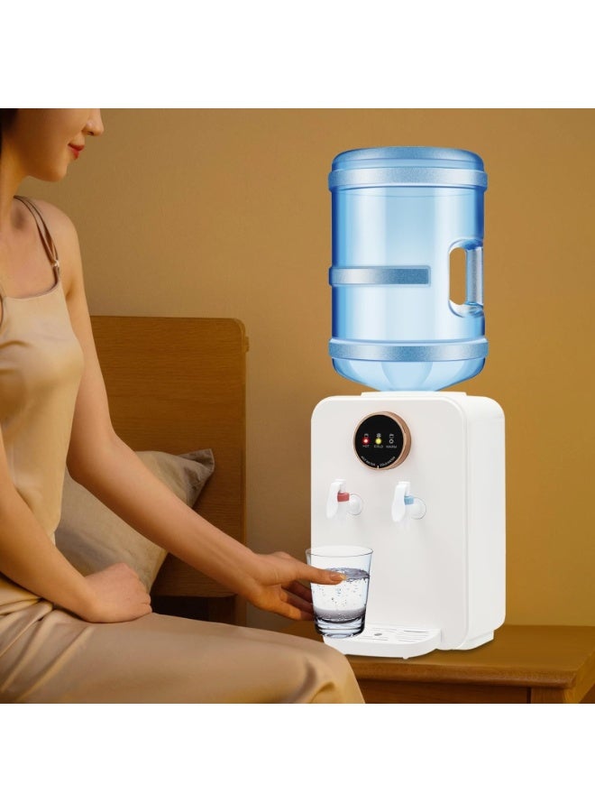 XiuWoo Water Cooler Top Loading Countertop Water Dispenser, Cold and Hot Water Dispenser,Efficient Cooling/Heating,Holds 5 Gallon Bottles,Removable and Easy to Clean,White - Image 3