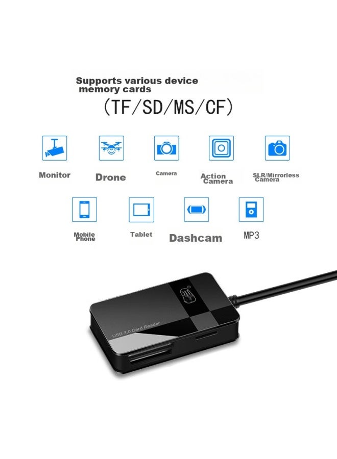 Chuanyu Usb3.0 80cm Cable Length, Tf/sd/cf/ms Card Multi-function All-in High-speed Card Reader, For Dslr Cameras, Smartphones, Dash Cams, Memory Cards - Image 3