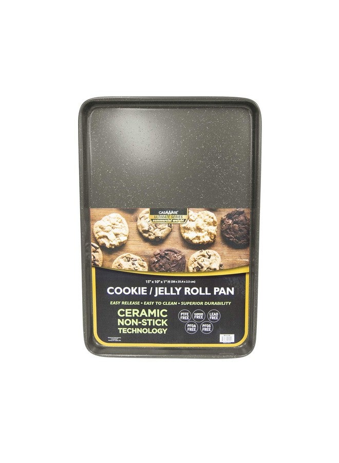casaWare مجموعة صواني الكوكي التجارية النهائية من كاسا وير 3 قطع، صينيتان بحجم 15 × 10 بوصة، وصينية واحدة بحجم 13 × 9 بوصة (جرانيت فضي) - Image 3