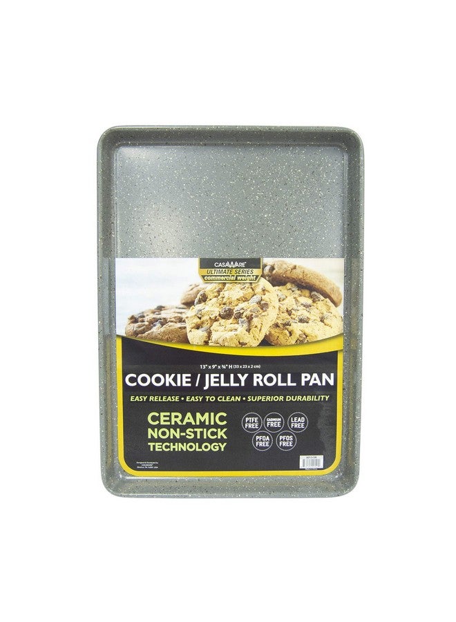 casaWare مجموعة صواني الكوكي التجارية النهائية من كاسا وير 3 قطع، صينيتان بحجم 15 × 10 بوصة، وصينية واحدة بحجم 13 × 9 بوصة (جرانيت فضي) - Image 2