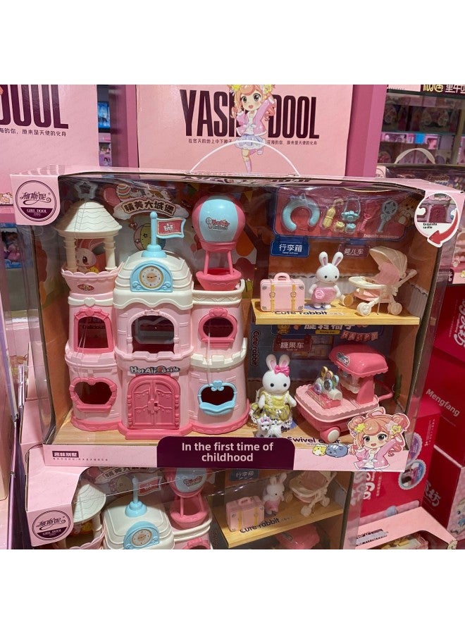 Yasni Casual Time Little Rabbit Dollhouse Kitchen Bedroom Girl Doll Cake Pretend Play Children Toys Interactive Plastic Models-Color:771a【interesting Small Bedroom】 - Image 2