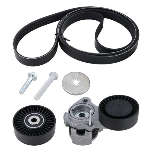 Xiaoyudou Serpentine Belt Tensioner Bolt Idler Pulley Drive Kit Compatible with 2006-2013 BMW 128i 323i 325i 325xi 328i 330i 330xi 525i 525xi 528i 528xi 530i 530xi X3 3.0L L6 Replaces 11288624196 6K1990 - Image 1