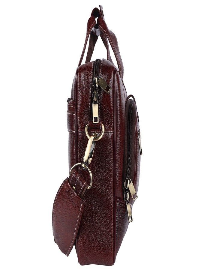 TAURUS Classy Brown Genuine Leather Laptop Bag For Office Use (BROWN) - Image 3