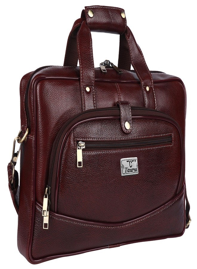 TAURUS Classy Brown Genuine Leather Laptop Bag For Office Use (BROWN) - Image 1