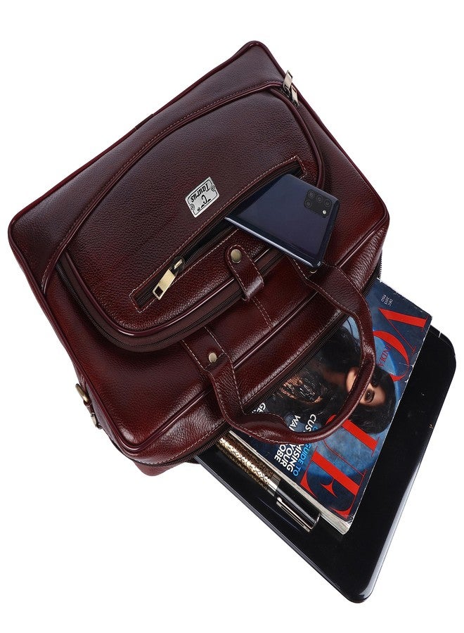 TAURUS Classy Brown Genuine Leather Laptop Bag For Office Use (BROWN) - Image 5