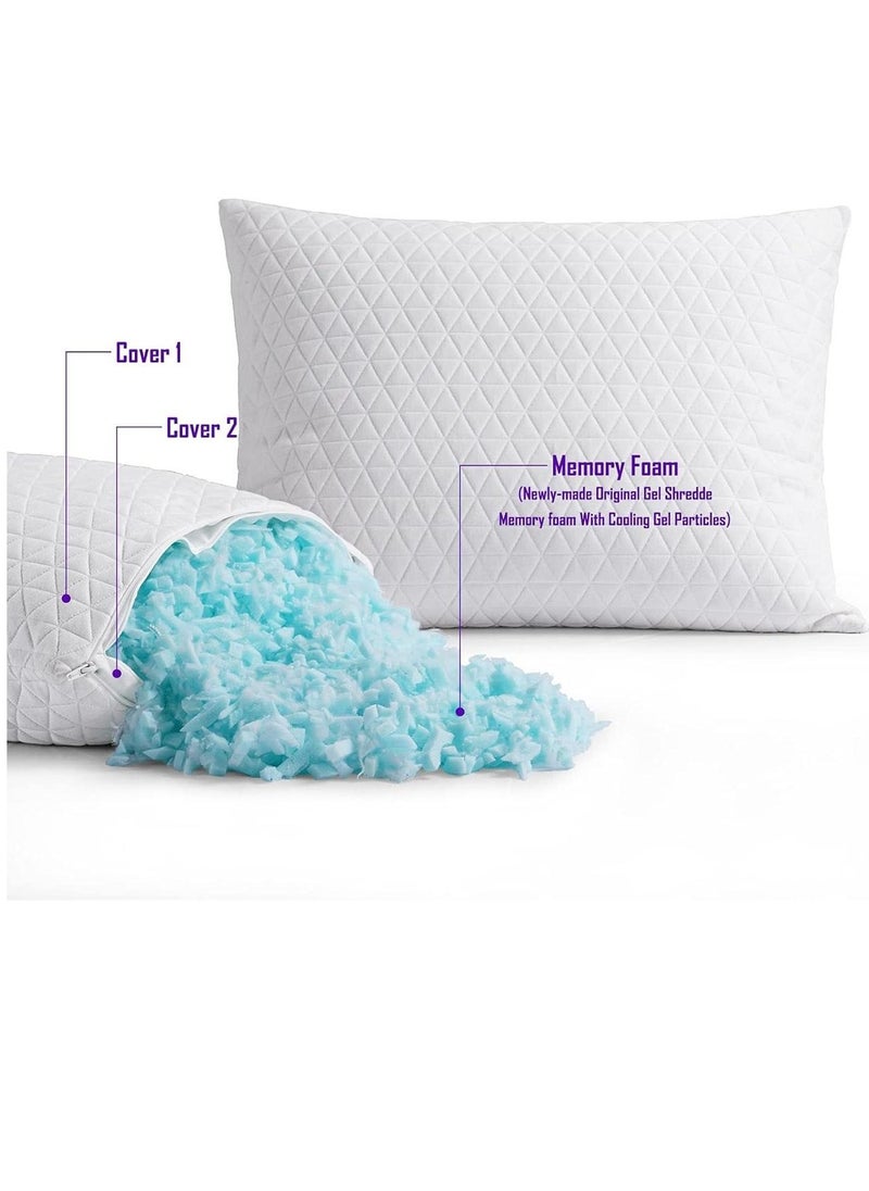 Zaprus - Adjustable Shredded Memory Foam Pillow – Bamboo Fabric, Customizable Thickness & Firmness, 1200g Foam, Hypoallergenic, Zipper Design – 68x48 cm - Image 1