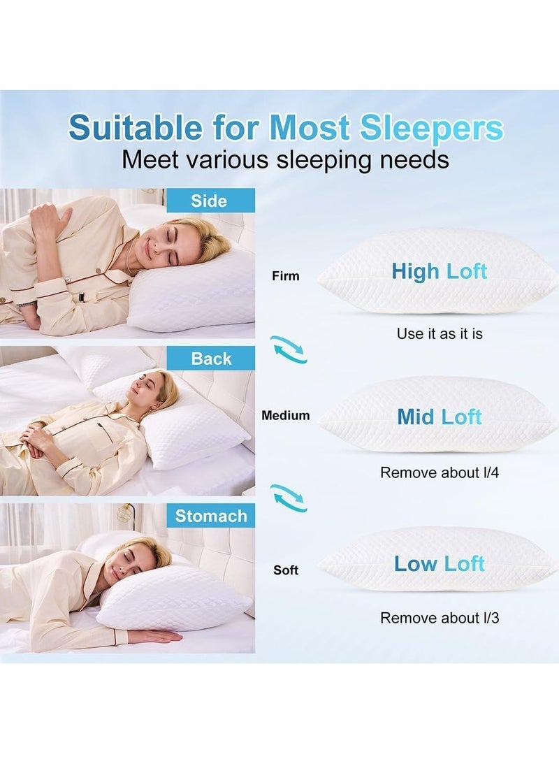 Zaprus - Adjustable Shredded Memory Foam Pillow – Bamboo Fabric, Customizable Thickness & Firmness, 1200g Foam, Hypoallergenic, Zipper Design – 68x48 cm - Image 1