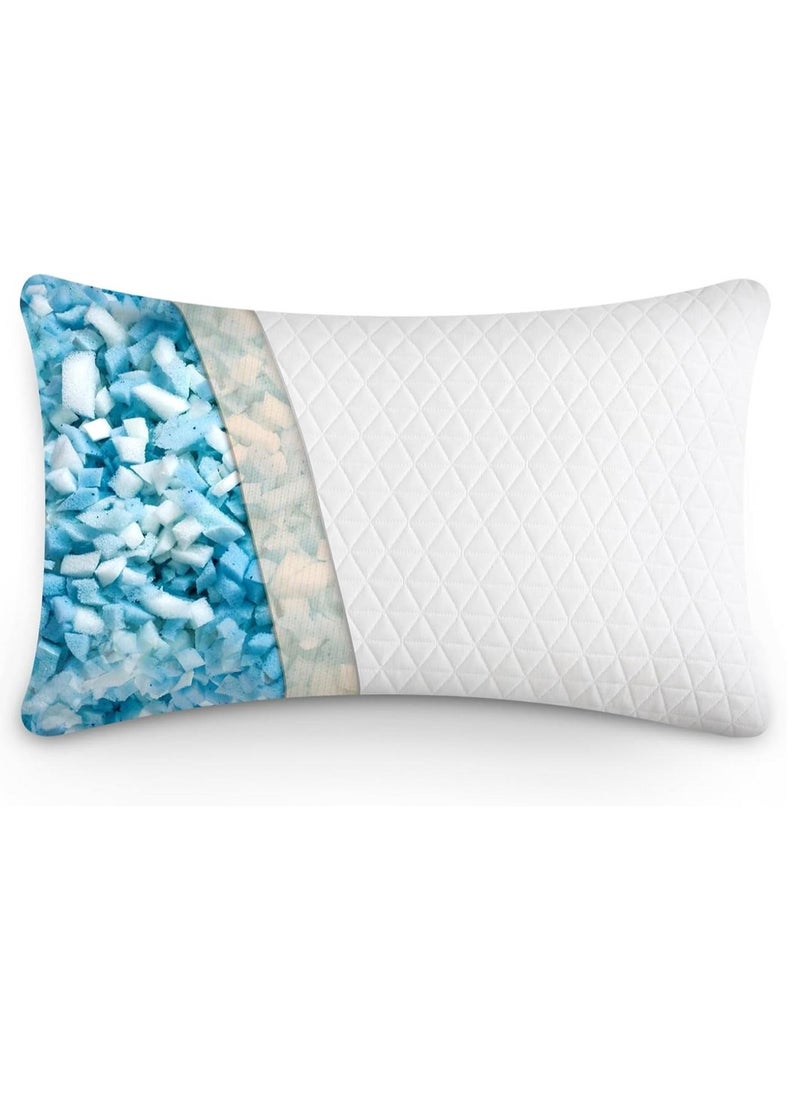 Zaprus - Adjustable Shredded Memory Foam Pillow – Bamboo Fabric, Customizable Thickness & Firmness, 1200g Foam, Hypoallergenic, Zipper Design – 68x48 cm - Image 1
