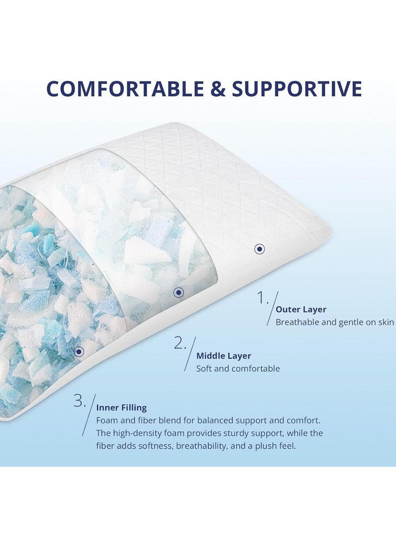 Zaprus - Adjustable Shredded Memory Foam Pillow – Bamboo Fabric, Customizable Thickness & Firmness, 1200g Foam, Hypoallergenic, Zipper Design – 68x48 cm - Image 1