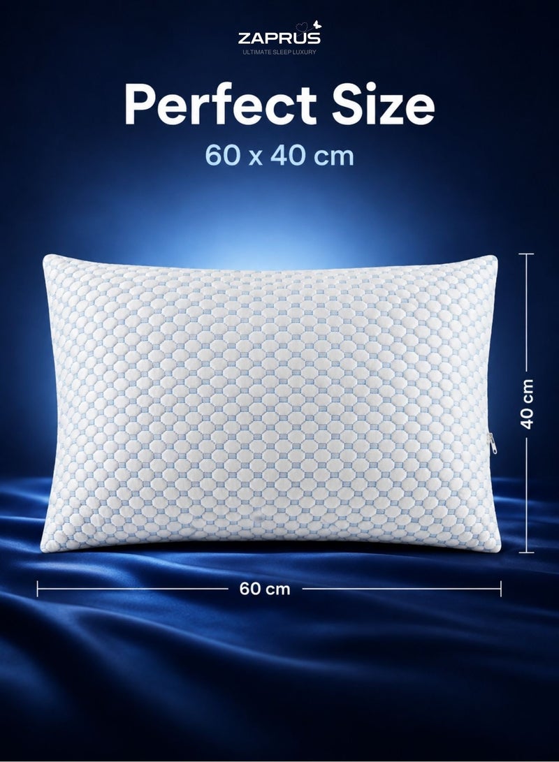Zaprus Shredded Memory Foam Sleeping Pillow – Washable Pillowcase, Bamboo Fabric, Customizable Thickness & Firmness, 800g Foam, Hypoallergenic, – 60x40 cm - Image 3