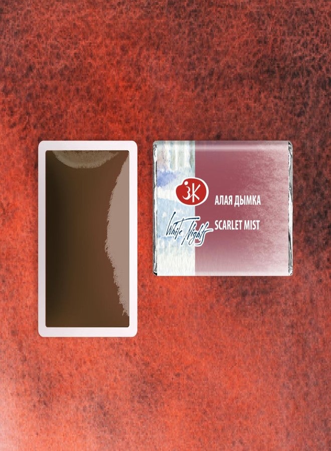 White Nights ألوان مائية مجففة من الدرجة الاحترافية من وايت نايتس 389 ضباب قرمزي 2.5 مل بان كامل من نيفسكايا باليترا - Image 3