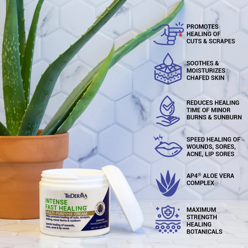 TriDerma Intense Fast Healing Cream, Decreases Healing Time for Minor Irritations, Rashes, Scrapes, Cuts 4 Ounces - Image 4