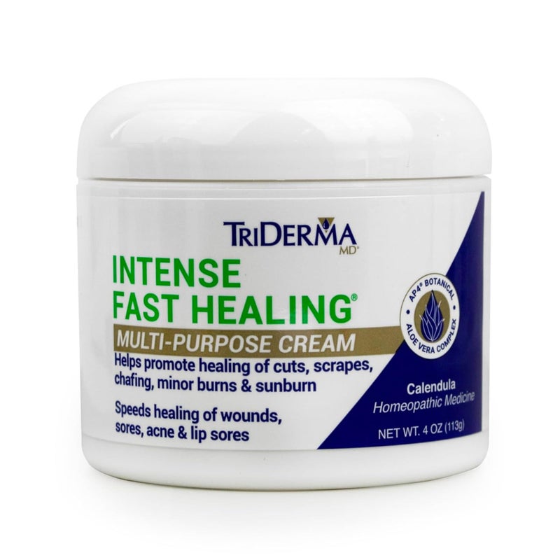 TriDerma Intense Fast Healing Cream, Decreases Healing Time for Minor Irritations, Rashes, Scrapes, Cuts 4 Ounces - Image 1