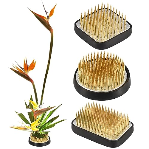 Eggone 3/Set Flower Frog Japanese Ikebana Flower Arrangement Kenzan Kit, 2.4”Round Floral Frog Moribana+1.6”Square Ikebana Kenzan+2.1”x1.4”Rectangle Pin Frog - Image 1