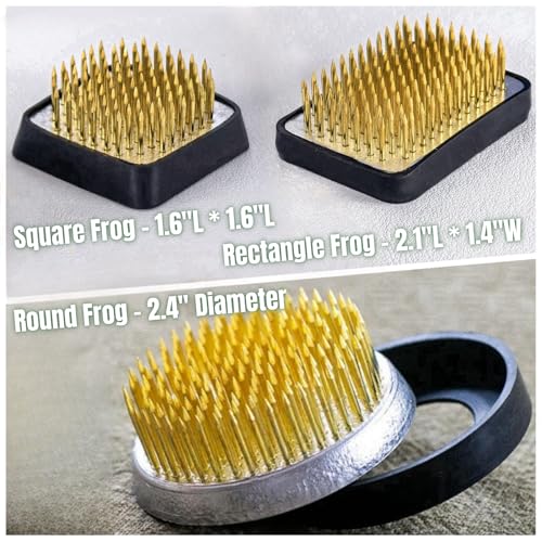 Eggone 3/Set Flower Frog Japanese Ikebana Flower Arrangement Kenzan Kit, 2.4”Round Floral Frog Moribana+1.6”Square Ikebana Kenzan+2.1”x1.4”Rectangle Pin Frog - Image 2