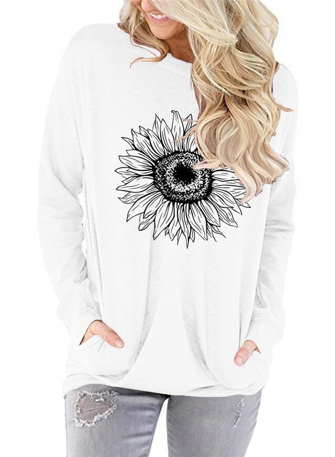 onlypuff Tunic Tops for Women Graphic Fashion Fall Tops Long Sleeve, K--white, XL - Image 2
