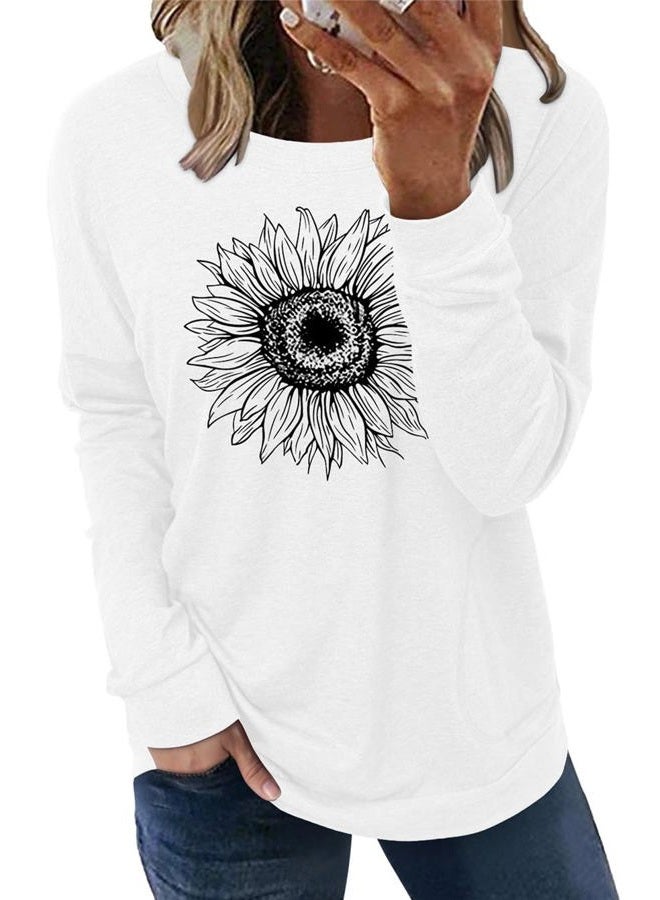 onlypuff Tunic Tops for Women Graphic Fashion Fall Tops Long Sleeve, K--white, XL - Image 1