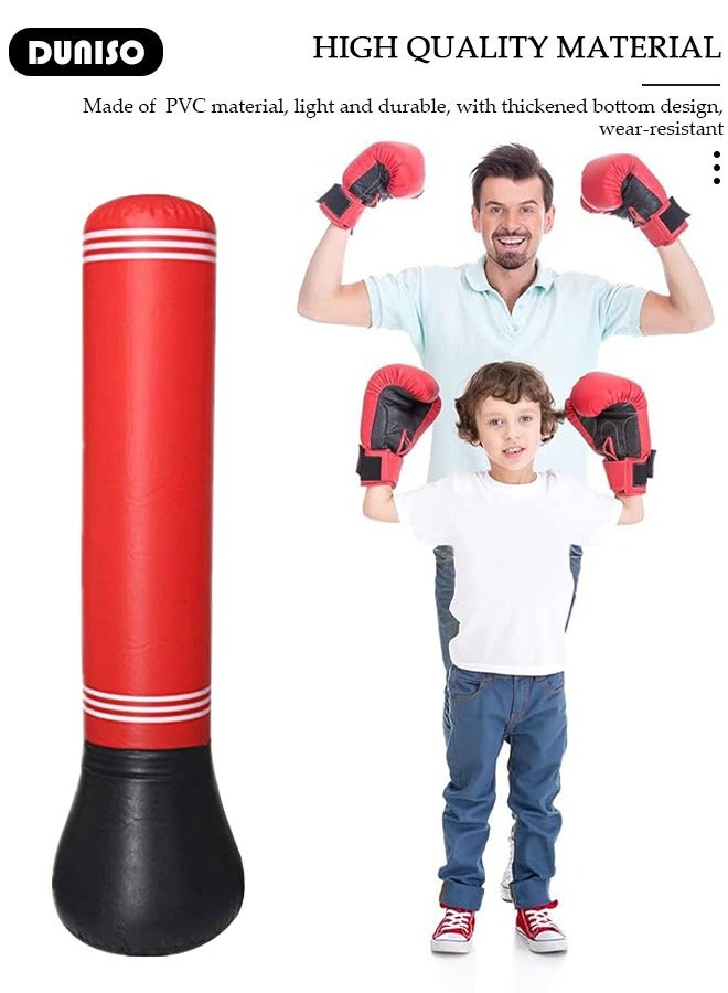 DUNISO Inflatable Boxing Column, 150cm Inflatable Boxing Bag Freestanding Punching Bag, Punching Bag for Kids Adults, for Karate, Home Boxing Practice with Immediate Bounce-Back to Release Stress - Image 3