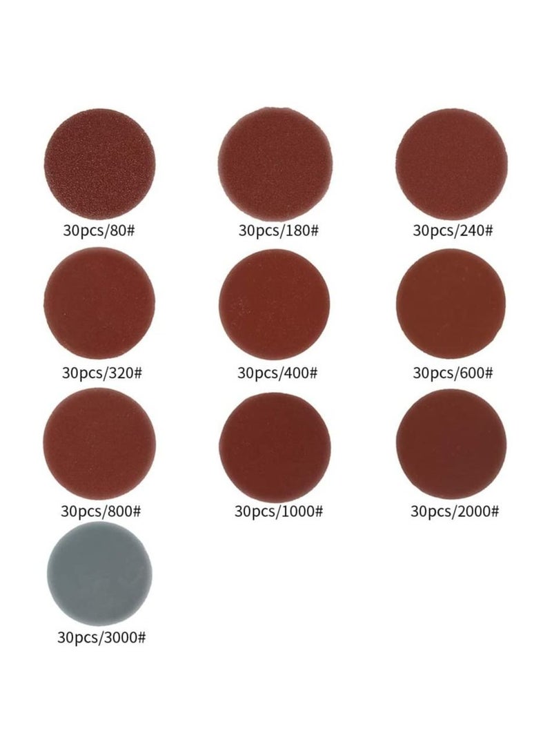 300 Pcs Sanding Discs Pads 50 mm Hook and Loop Pads with a Quarter inch Shank Backing Pad and Foam Buffering Pad  - Image 2