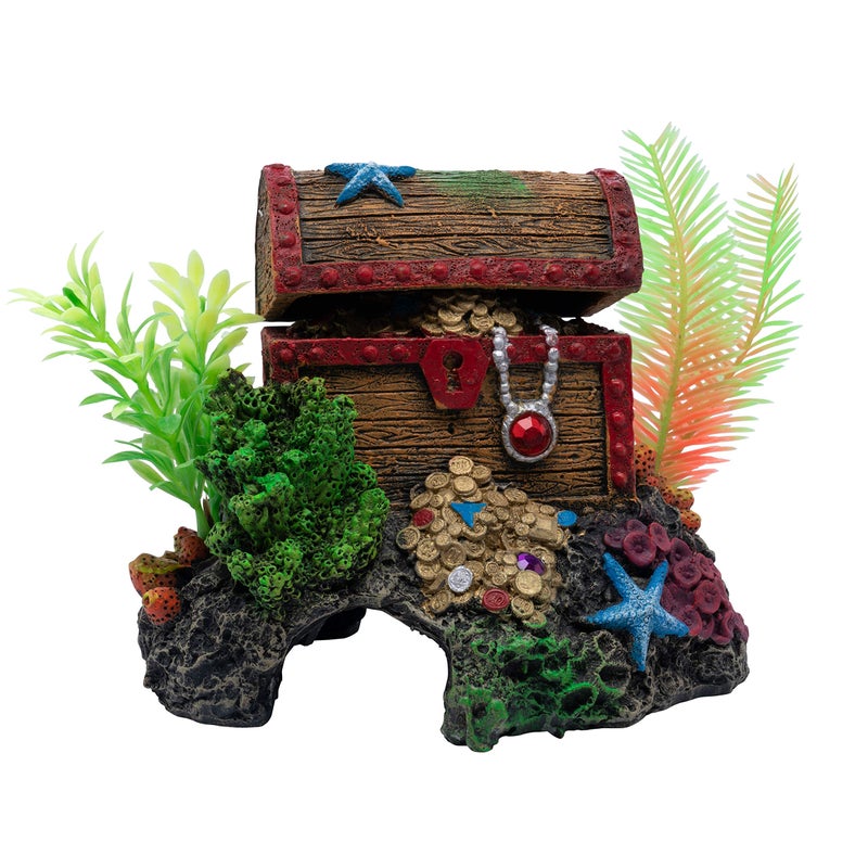 GLOFISH Aquarium DÃ©cor and Pump, Treasure Chest Air Pump Decoration for Fish Tanks, Multicolor - Image 1