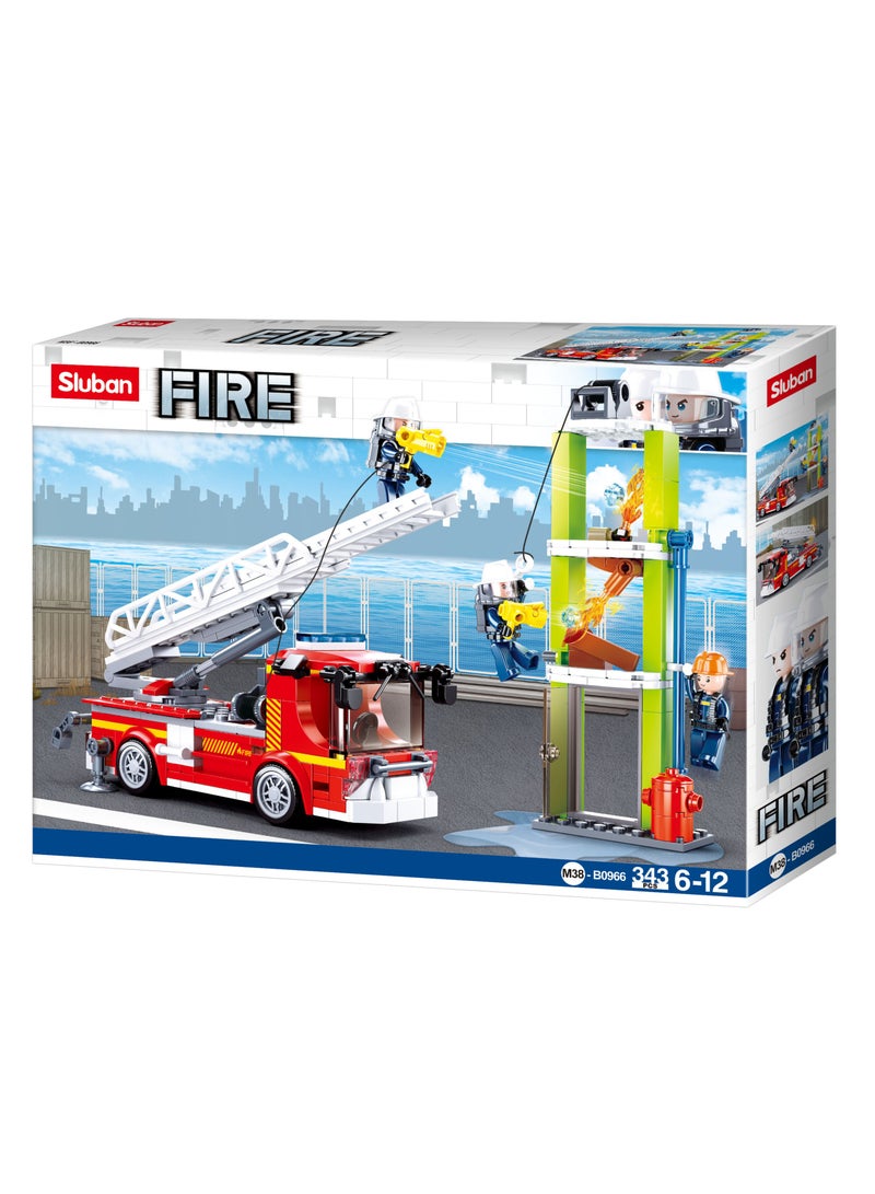 Sluban Fire Series Fire Ladder Practice Building Set 343 PCS with 3 Mini Figures For Age 6+ Years Old - Image 1