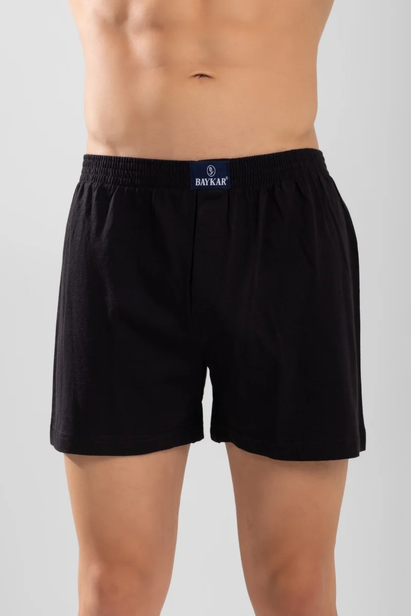 Baykar Men's Cotton Plain Boxer 3-Piece Set 1119 Black